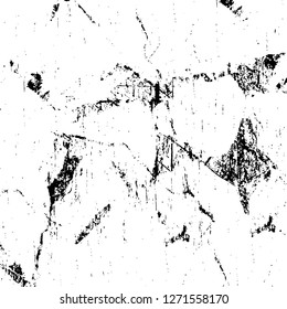 Wall fragment with scratches and cracks. Overlay grunge illustration over any design. Abstract grainy background with vintage effect