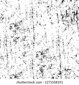 Wall fragment with scratches and cracks. Overlay grunge illustration over any design. Abstract grainy background with vintage effect