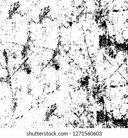 Wall fragment with scratches and cracks. Overlay grunge illustration over any design. Abstract grainy background with vintage effect