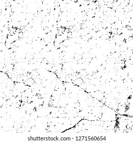 Wall fragment with scratches and cracks. Overlay grunge illustration over any design. Abstract grainy background with vintage effect