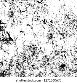 Wall fragment with scratches and cracks. Overlay grunge illustration over any design. Abstract grainy background with vintage effect