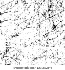 Wall fragment with scratches and cracks. Overlay grunge illustration over any design. Abstract grainy background with vintage effect