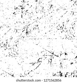 Wall fragment with scratches and cracks. Overlay grunge illustration over any design. Abstract grainy background with vintage effect