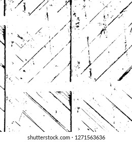 Wall fragment with scratches and cracks. Overlay grunge illustration over any design. Abstract grainy background with vintage effect