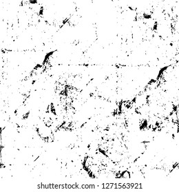 Wall fragment with scratches and cracks. Overlay grunge illustration over any design. Abstract grainy background with vintage effect