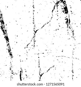 Wall fragment with scratches and cracks. Overlay grunge illustration over any design. Abstract grainy background with vintage effect