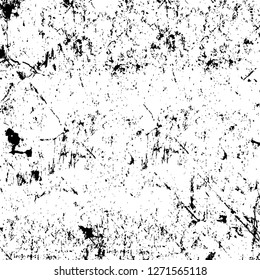 Wall fragment with scratches and cracks. Overlay grunge illustration over any design. Abstract grainy background with vintage effect