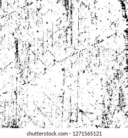 Wall fragment with scratches and cracks. Overlay grunge illustration over any design. Abstract grainy background with vintage effect