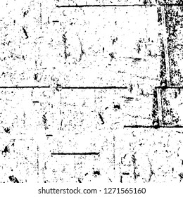 Wall fragment with scratches and cracks. Overlay grunge illustration over any design. Abstract grainy background with vintage effect
