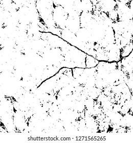 Wall fragment with scratches and cracks. Overlay grunge illustration over any design. Abstract grainy background with vintage effect