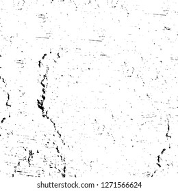 Wall fragment with scratches and cracks. Overlay grunge illustration over any design. Abstract grainy background with vintage effect