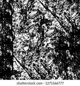 Wall fragment with scratches and cracks. Overlay grunge illustration over any design. Abstract grainy background with vintage effect