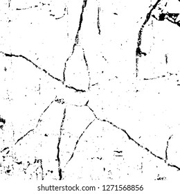 Wall fragment with scratches and cracks. Overlay grunge illustration over any design. Abstract grainy background with vintage effect