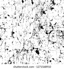 Wall fragment with scratches and cracks. Overlay grunge illustration over any design. Abstract grainy background with vintage effect