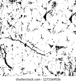 Wall fragment with scratches and cracks. Overlay grunge illustration over any design. Abstract grainy background with vintage effect