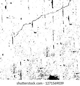 Wall fragment with scratches and cracks. Overlay grunge illustration over any design. Abstract grainy background with vintage effect