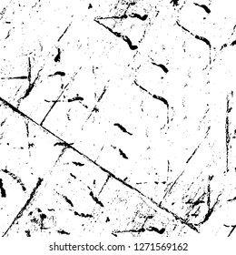 Wall fragment with scratches and cracks. Overlay grunge illustration over any design. Abstract grainy background with vintage effect