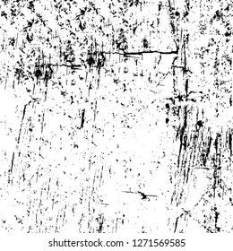 Wall fragment with scratches and cracks. Overlay grunge illustration over any design. Abstract grainy background with vintage effect