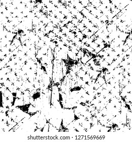 Wall fragment with scratches and cracks. Overlay grunge illustration over any design. Abstract grainy background with vintage effect