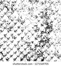 Wall fragment with scratches and cracks. Overlay grunge illustration over any design. Abstract grainy background with vintage effect