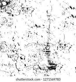 Wall fragment with scratches and cracks. Overlay grunge illustration over any design. Abstract grainy background with vintage effect