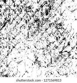 Wall fragment with scratches and cracks. Overlay grunge illustration over any design. Abstract grainy background with vintage effect