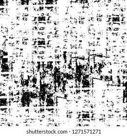 Wall fragment with scratches and cracks. Overlay grunge illustration over any design. Abstract grainy background with vintage effect