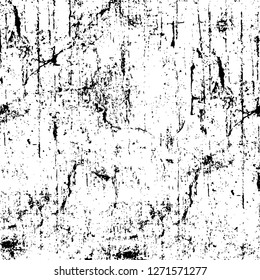 Wall fragment with scratches and cracks. Overlay grunge illustration over any design. Abstract grainy background with vintage effect