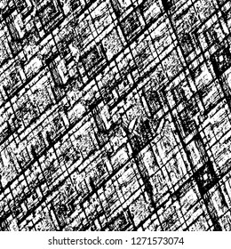 Wall fragment with scratches and cracks. Overlay grunge illustration over any design. Abstract grainy background with vintage effect