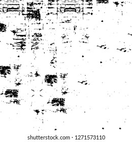 Wall fragment with scratches and cracks. Overlay grunge illustration over any design. Abstract grainy background with vintage effect