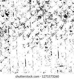 Wall fragment with scratches and cracks. Overlay grunge illustration over any design. Abstract grainy background with vintage effect