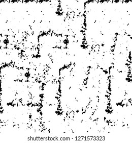 Wall fragment with scratches and cracks. Overlay grunge illustration over any design. Abstract grainy background with vintage effect