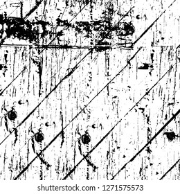 Wall fragment with scratches and cracks. Overlay grunge illustration over any design. Abstract grainy background with vintage effect