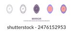 Wall Frame Mirror Reflection. Interior Furniture Concept. Minimal Color Flat Line Outline Stroke Icon. Mirror. Self reflection. Various mirrors - round, makeup, full length, bathroom interior.
