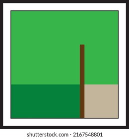 Wall frame for a picture or poster. Interior decoration. Abstract geometric image, rectangles. Green, light green, brown, beige. Vector illustration