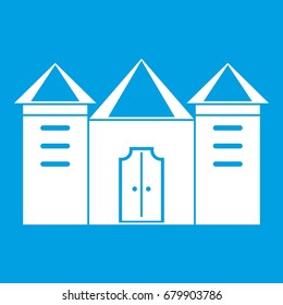 Wall and gate of the old fortress icon white isolated on blue background vector illustration
