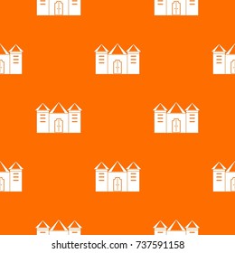 Wall and gate of the old fortress pattern repeat seamless in orange color for any design. Vector geometric illustration