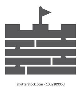 Wall glyph icon, game and flag, brick wall sign, vector graphics, a solid pattern on a white background, eps 10.