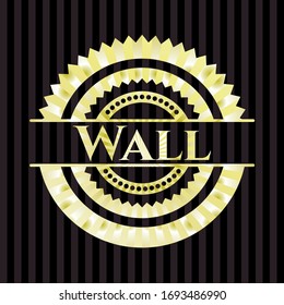 Muro emblema brillante dorado. Ilustración vectorial. Detallado.