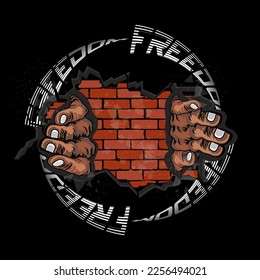 wall graffiti illustration vector illustration design with isolated hand symbol