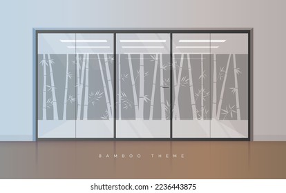 Wall Graphic - Vinyl Frosted Film - Bamboo Theme - Stock Illustration as EPS 10 File