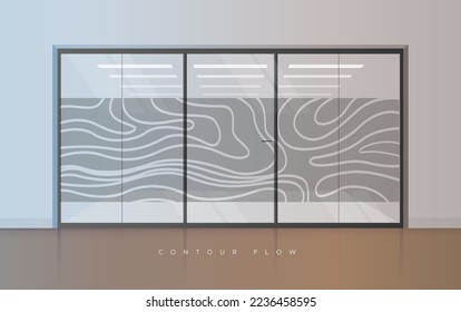 Wall Graphic - Vinyl Frosted Film - Contour Flow Theme - Stock Illustration as EPS 10 File