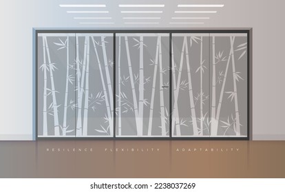 Wall Graphic - Vinyl Frosted Film - Bamboo Nature Theme - Stock Illustration as EPS 10 File