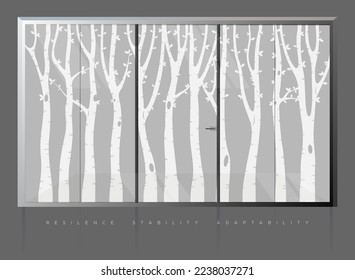 Wall Graphic - Vinyl Frosted Film - Nature Theme - Stock Illustration as EPS 10 File