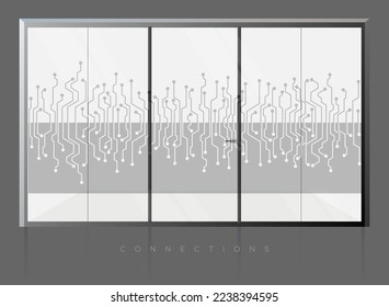 Wall Graphic - Vinyl Frosted Film - Princepted Circuit Board Lines Theme - Stock Illustration as EPS 10 File