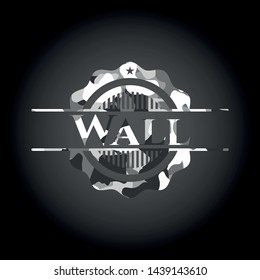 Wall grey camo emblem. Vector Illustration.