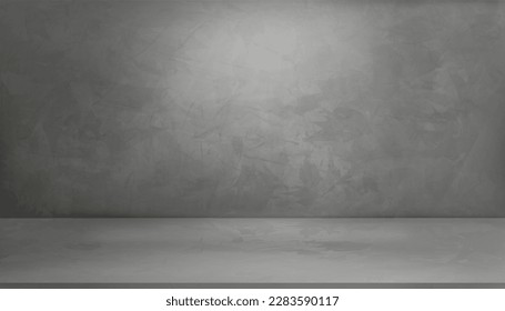 Wall Grey Cement floor texture background with light, shadow,Banner Empty Studio room diplay,Vector Backdrop Gray Cement texture wall with light on Concrete floor,Display for Product Present
