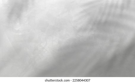 Fondo de textura de hormigón gris de pared con cubierta de sombra de hojas, suelo de cemento gris con silueta de hojas sobre un patrón de superficie craqueada,Pantalla 3d de fondo Espacio para presentación de productos