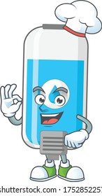 Wall hand sanitizer cartoon design style proudly wearing white chef hat