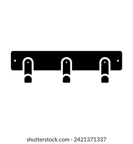 Wall hanger with clothes hooks icon. Black silhouette. Horizontal front view. Vector simple flat graphic illustration. Isolated object on a white background. Isolate.